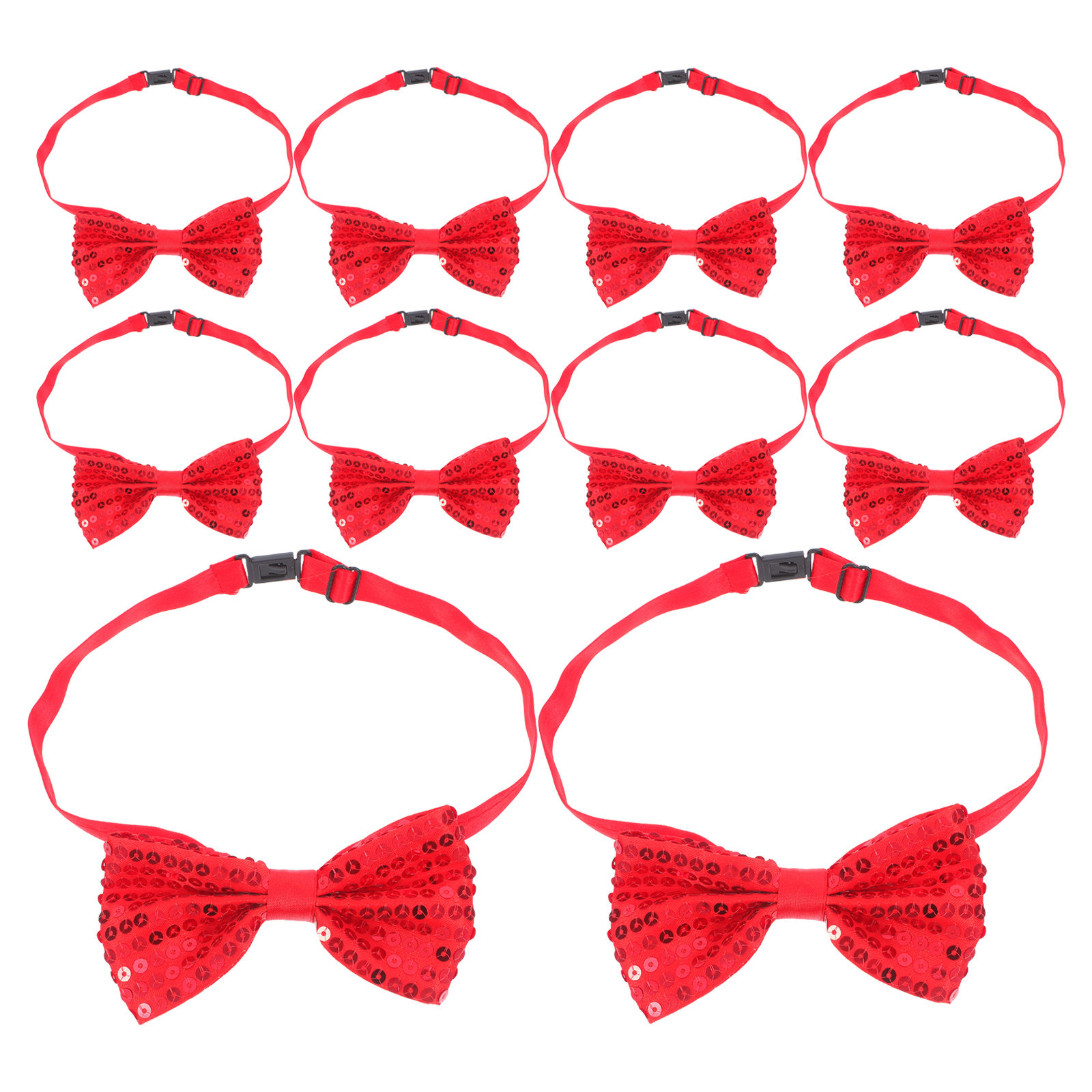 Bow Tie Pre Tied - 10 Stück Rote Pailletten-Fliege für Kinder,