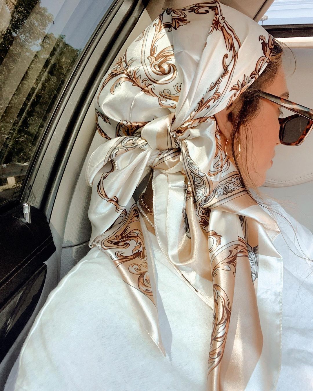 Face Scarf Mask - Satin-Quadrat-Schal für Damen, muslimischer Hijab, elegant,
